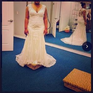 Champagne wedding dress.